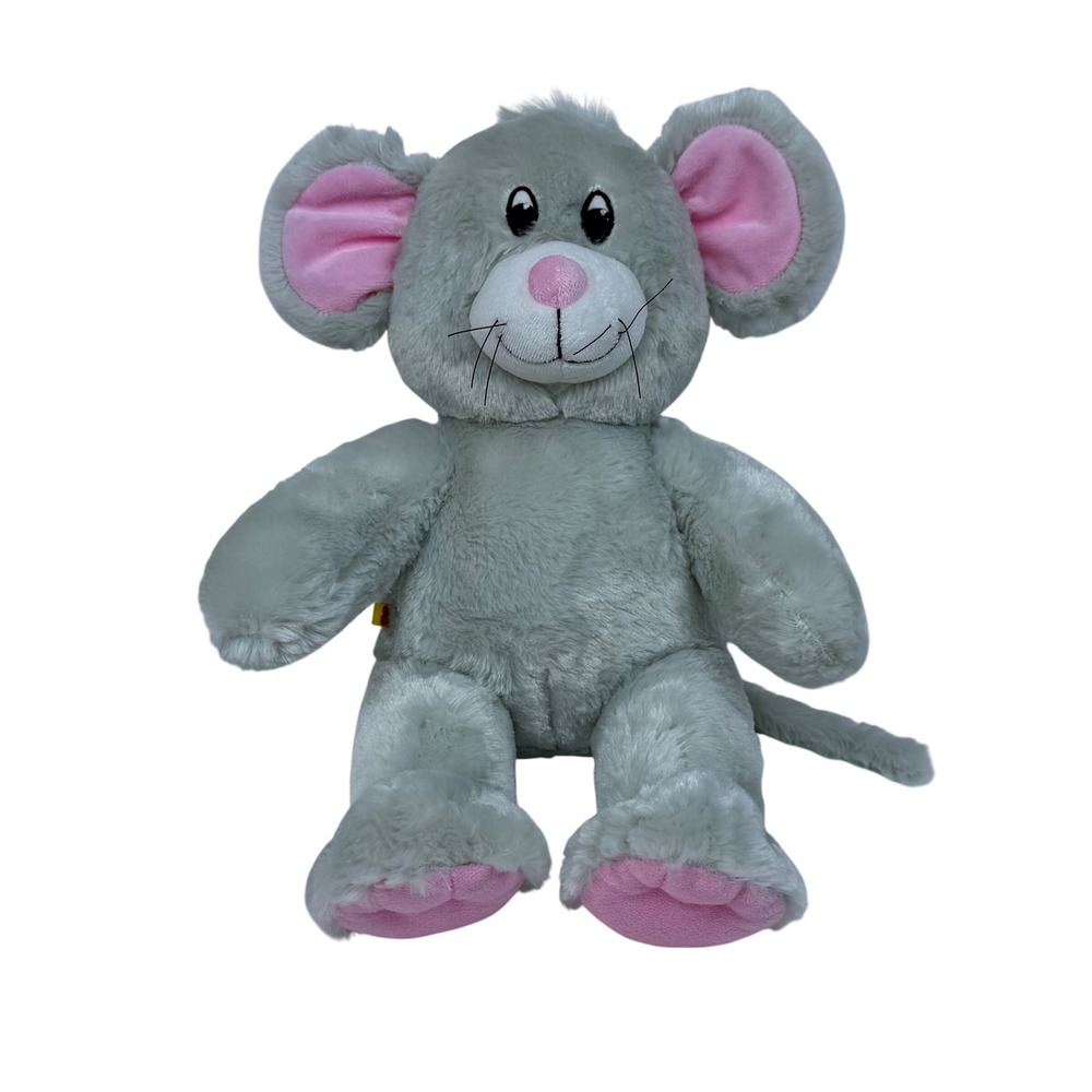 Build-A-Bear Workshop 2012 Merry Mouse Grey Pink Stuffed Animal Plush Toy